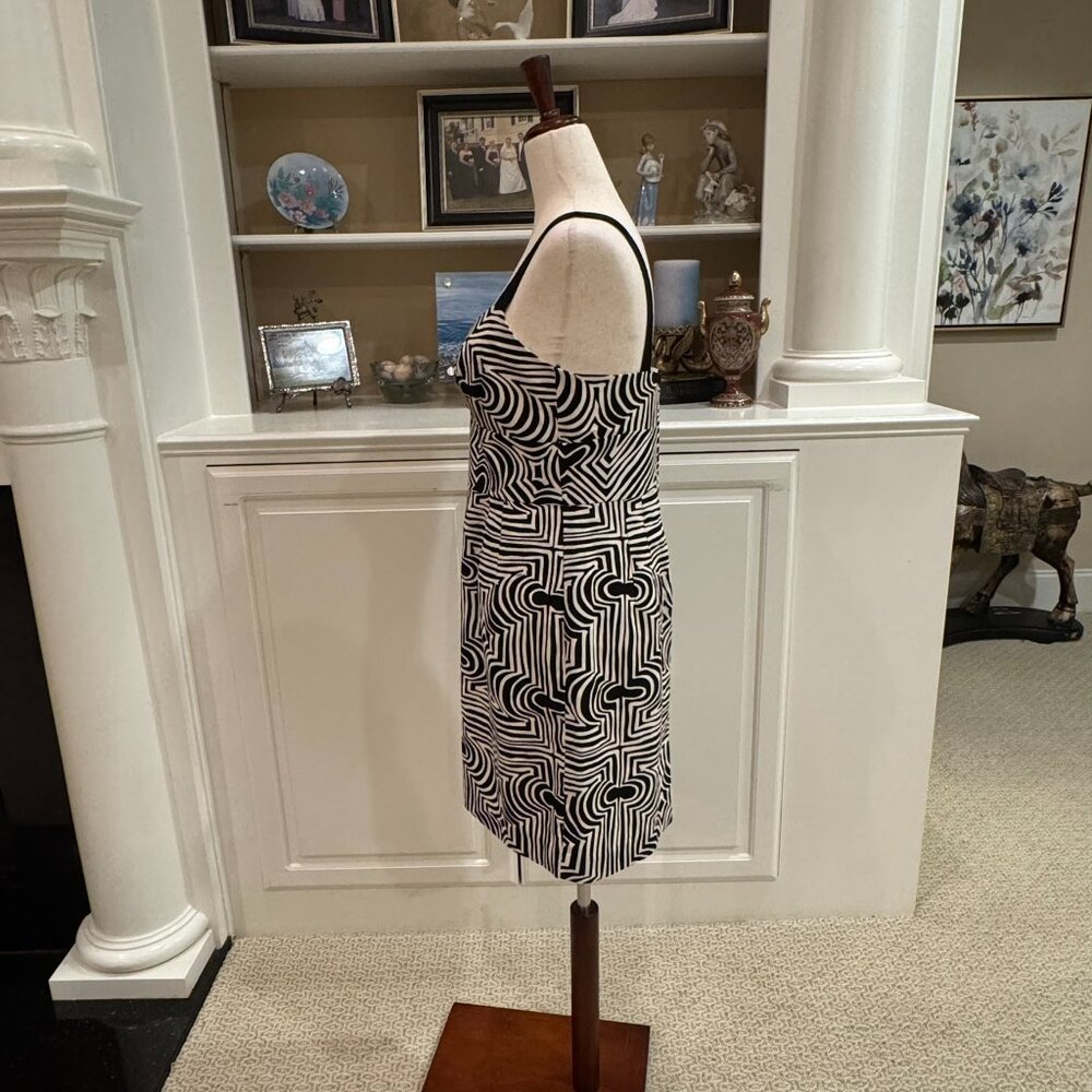🖤🤍 Trina Turk Los Angeles Black & White Geometric Print Bodycon Dress – Size 8 - Picture 4 of 12